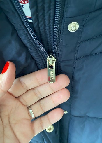 U.S Polo Assn. Siyah Kadın Midi Kaban Kürklü Kapüşonlu
