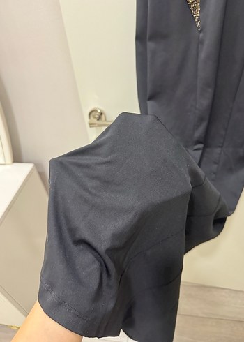 Siyah sim ve tül detaylı Uzun Abiye Elbise - Görsel 3