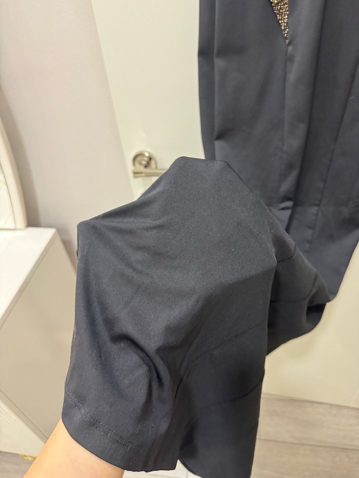 Siyah sim ve tül detaylı Uzun Abiye Elbise - Görsel 3