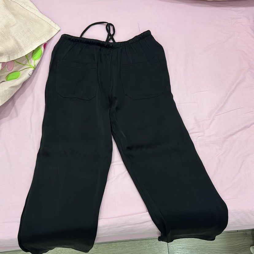 Siyah Salaş jakarlı pijama Pantolon - Görsel 3