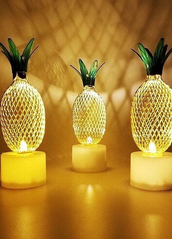 3 adet Ananas tasarımlı mini LED lamba