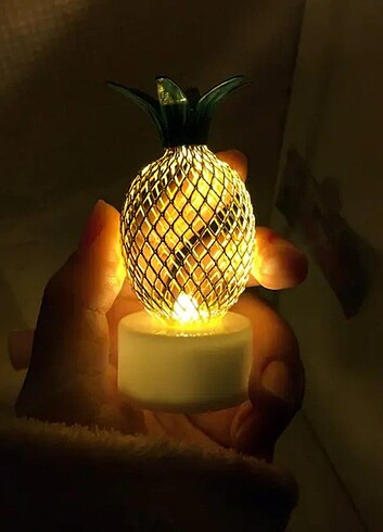  Beden 3 adet Ananas tasarımlı mini LED lamba