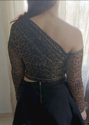 Quzu Leopar desenli Çapraz Bluz