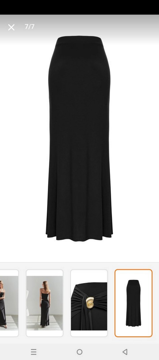 Drapeli Uzun Siyah  Etek - Görsel 3