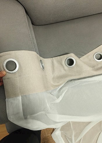 Bohem Tarzı Gri Beyaz Tül Perde - Görsel 2