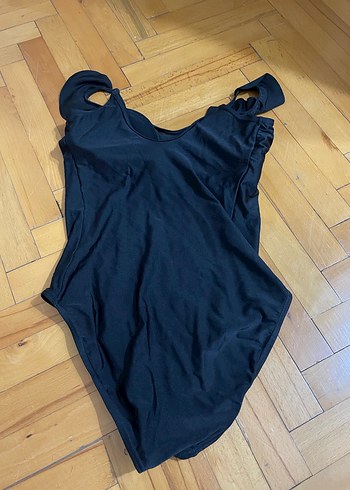 Kadın siyah Drapeli İp Askılı Mayo - Görsel 5