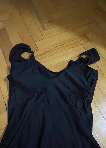 Kadın siyah Drapeli İp Askılı Mayo - Görsel 4