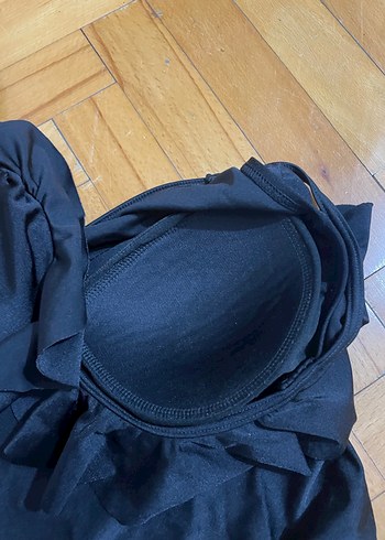 Kadın siyah Drapeli İp Askılı Mayo - Görsel 3