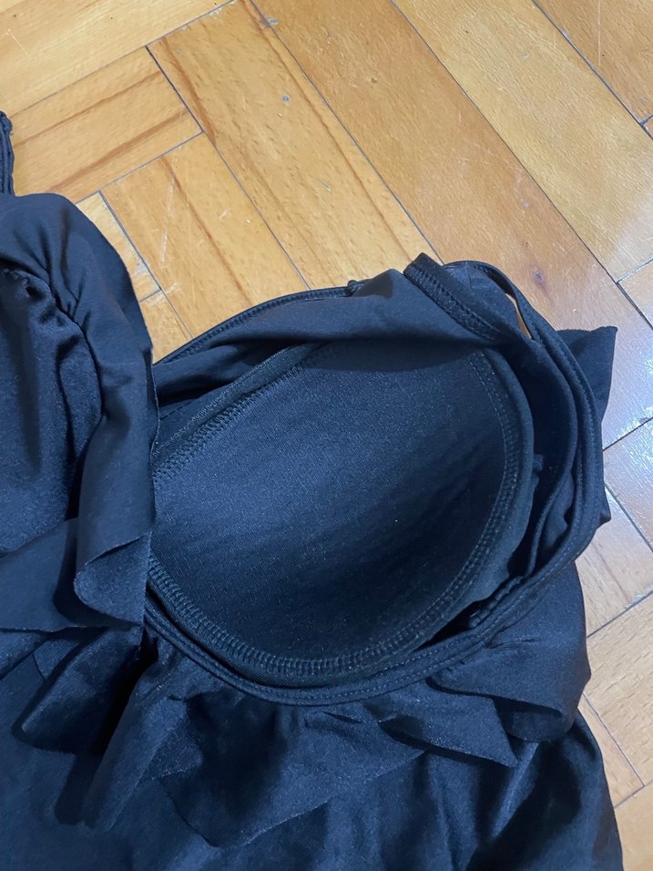 Kadın siyah Drapeli İp Askılı Mayo - Görsel 3