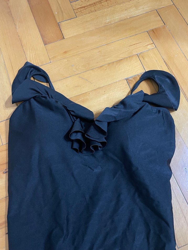 Kadın siyah Drapeli İp Askılı Mayo - Görsel 2