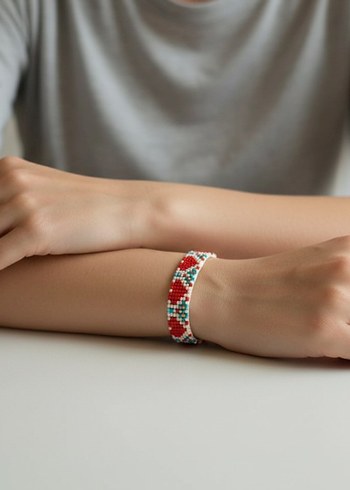 Boncuk İşlemeli Renkli Bohem Kadın Bileklik - Görsel 2