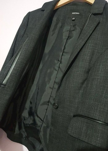 s Beden Düğmeli Gri Kadın Blazer Ceket