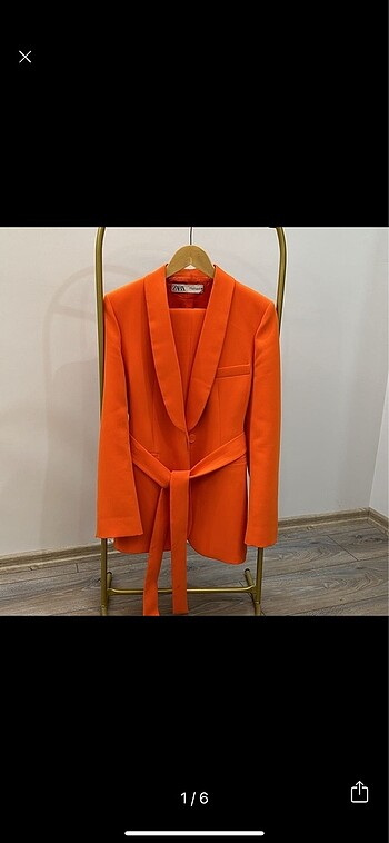 Zara kemerli smokin yaka blazer takım