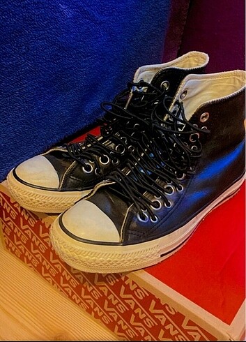 Orijinal Siyah Deri Converse Y2k Killstar