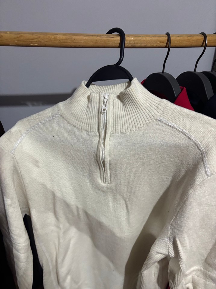 Beyaz Kadın Pamuklu Boğazlı Triko Kazak - Görsel 2