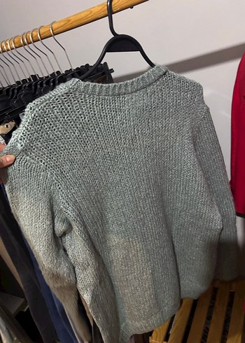 Su yeşili örme kazak - Görsel 2