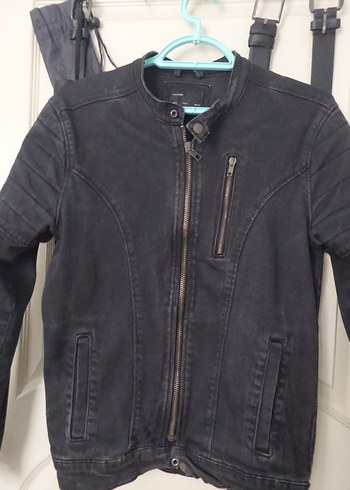 Siyah Erkek Denim Biker Ceket