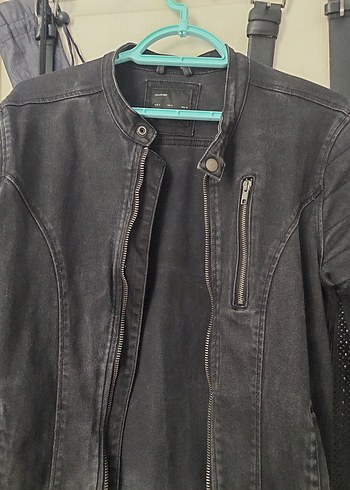 Siyah Erkek Denim Biker Ceket - Görsel 2