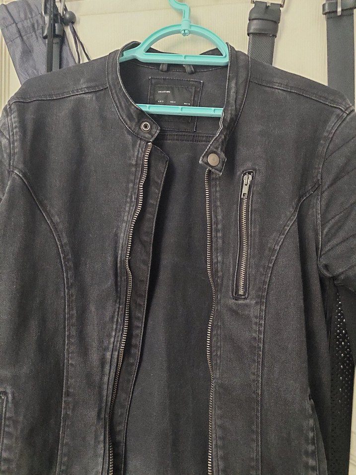 Siyah Erkek Denim Biker Ceket - Görsel 2