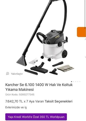  Beden Gri Karcher Vakum Temizleyici Halı Yıkama Makinesi Koltuk Yıkama