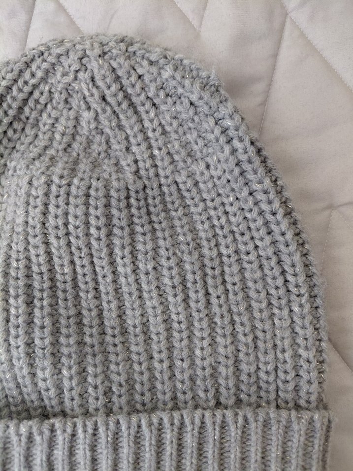 Gri Örgü Parıltılı Bere - Görsel 3