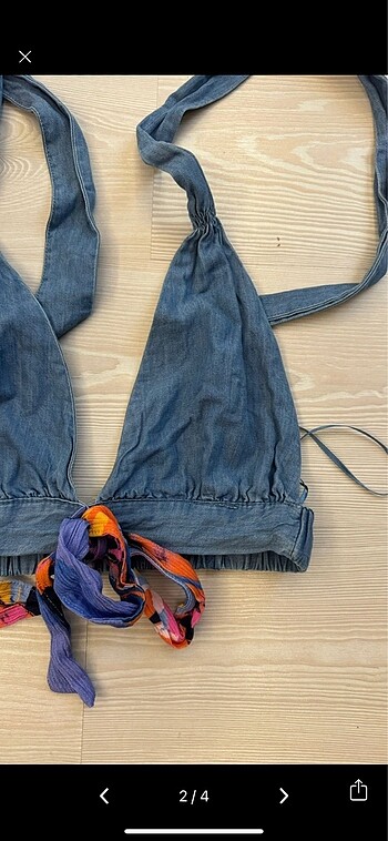 xs Beden Mavi Crop