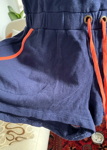 xl Beden mavi Renk Kemerli Lacivert Spor Kısa Tulum
