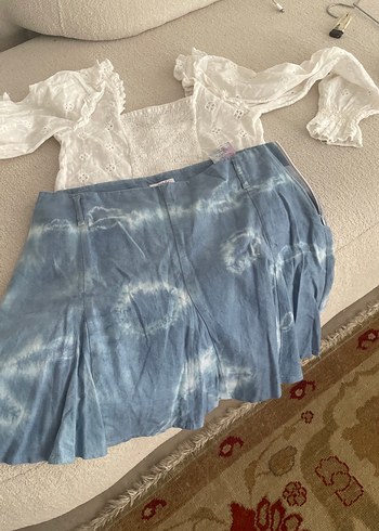 Mavi Tie-Dye Mini Eteği - Görsel 8