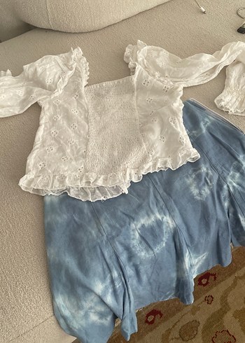 Mavi Tie-Dye Mini Eteği - Görsel 7