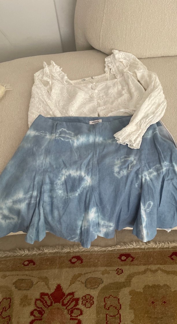 Mavi Tie-Dye Mini Eteği - Görsel 4