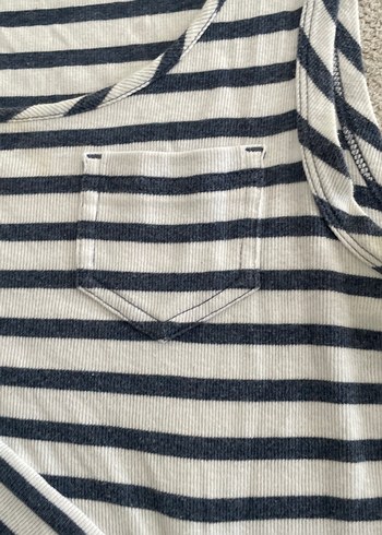 Gri Çizgili Drapeli Midi Elbise penye - Görsel 3