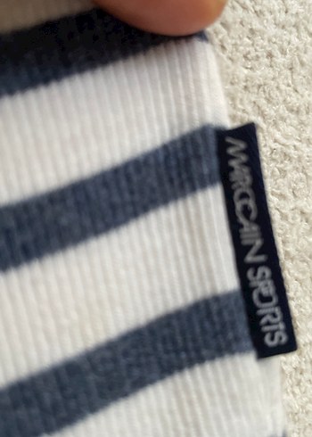 Gri Çizgili Drapeli Midi Elbise penye - Görsel 5