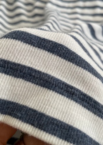 Gri Çizgili Drapeli Midi Elbise penye - Görsel 6