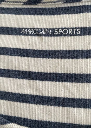 Gri Çizgili Drapeli Midi Elbise penye - Görsel 2