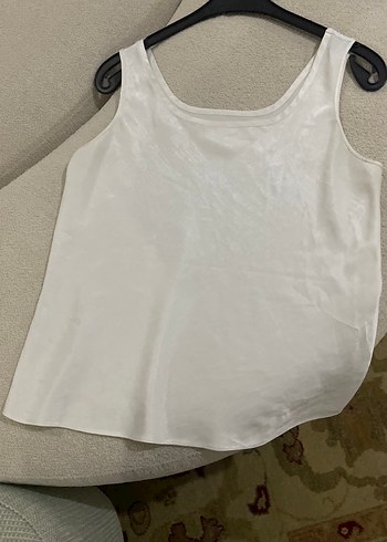 Kadın Beyaz Kolsuz ipek Atlet - Görsel 3