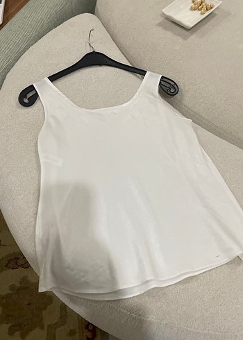 Kadın Beyaz Kolsuz ipek Atlet - Görsel 8