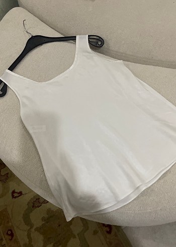 Kadın Beyaz Kolsuz ipek Atlet - Görsel 9