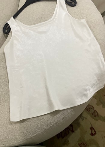 Kadın Beyaz Kolsuz ipek Atlet - Görsel 2