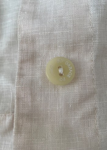 Bej Keten Düğmeli Kadın Gömlek - Görsel 12