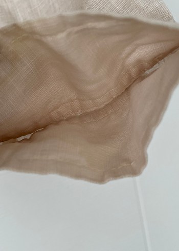 Bej Keten Düğmeli Kadın Gömlek - Görsel 10