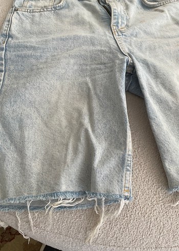 Mavi Pastel Renkli Kadın Salaş uzun Kot Şort - Görsel 3