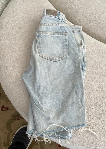 Mavi Pastel Renkli Kadın Salaş uzun Kot Şort - Görsel 8