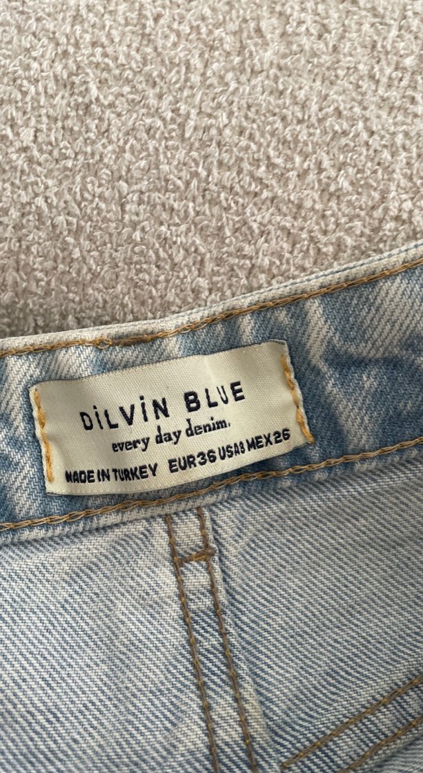 Mavi Pastel Renkli Kadın Salaş uzun Kot Şort - Görsel 5