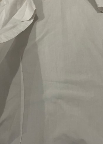 Kadın Beyaz Keten Kısa Kollu Gömlek - Görsel 5