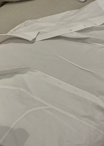 Kadın Beyaz Keten Kısa Kollu Gömlek - Görsel 6