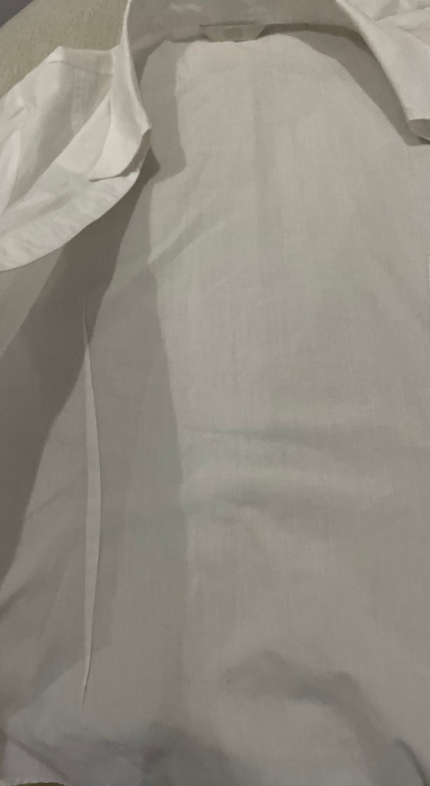 Kadın Beyaz Keten Kısa Kollu Gömlek - Görsel 5