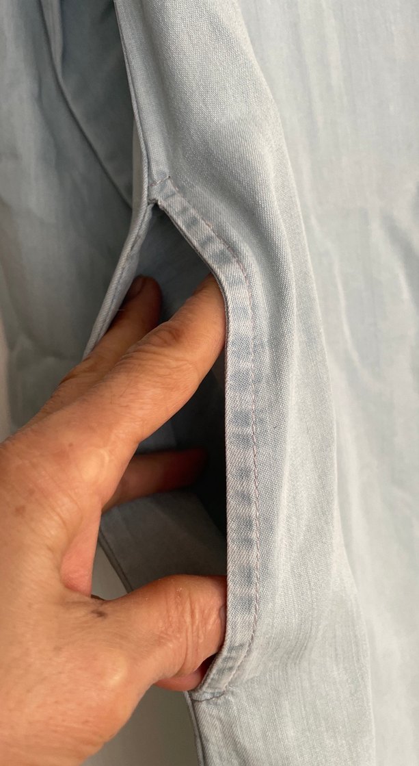 Düğmeli Uzun Kollu Gri Denim Kadın Gömlek - Görsel 3