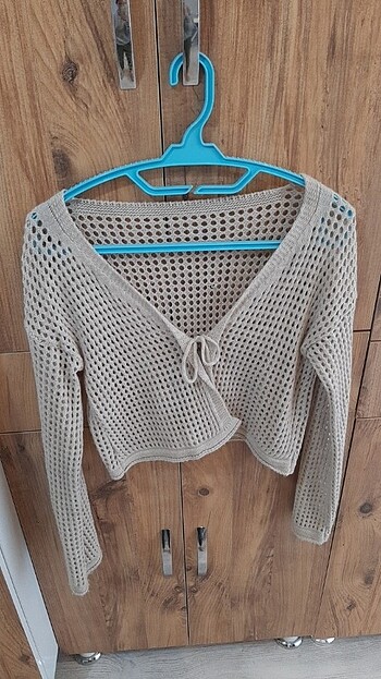 Krem tunik tarzi hırka 