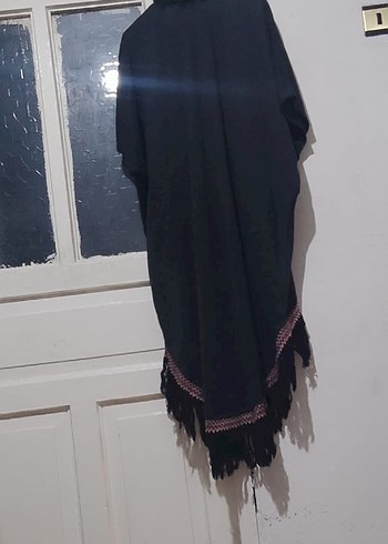 50 Beden Siyah Bohem Kadın Panço