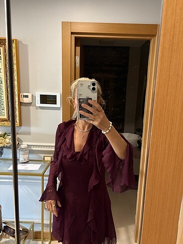 Bordo elbise - Görsel 3